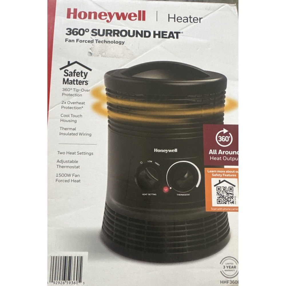 Honeywell 360 Degree Surround Heat 1500W Fan Forced Heater Black
